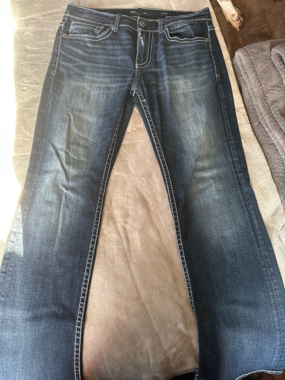 BKE Indigo Faded Straight Leg Jeans